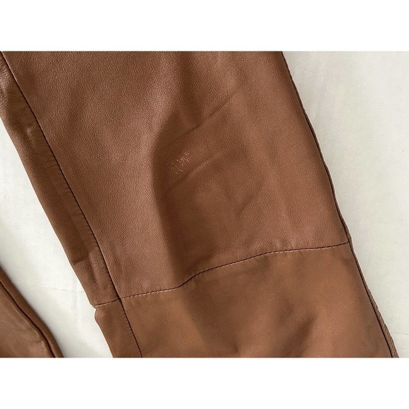 Neiman Marcus | Exclusive Women's Brown Elastic Waist Leather Pants Size Medium - Picture 10 of 15